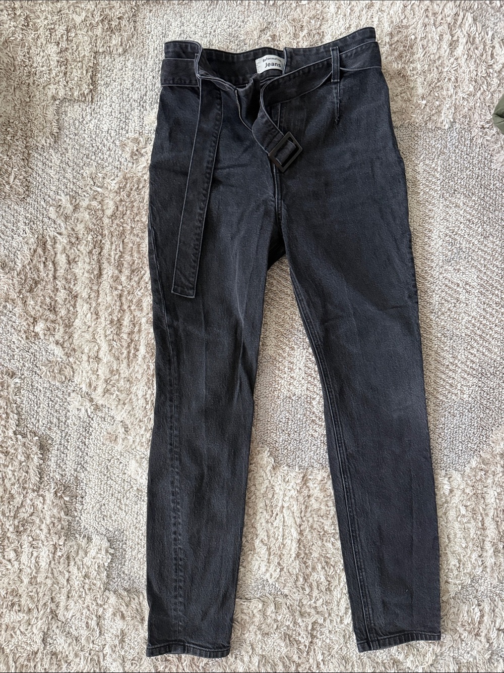 Reformation KAYO Slim Straight Black Jeans with Fabric Waist Belt - Picture 5 of 8